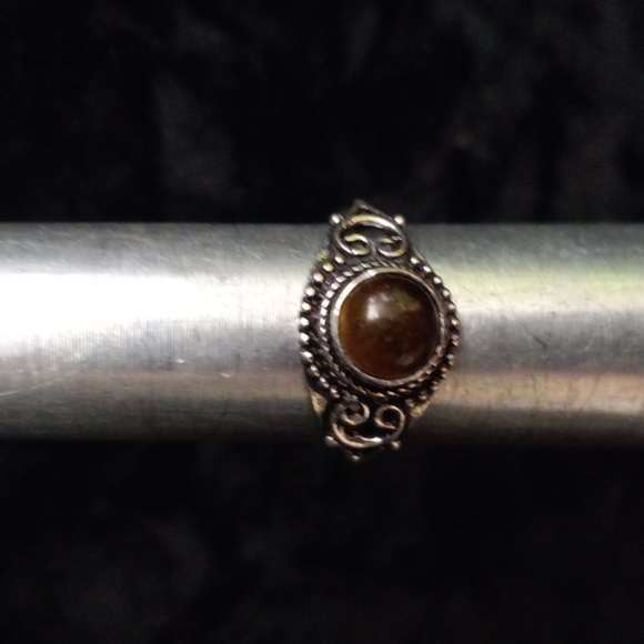 123 Tiger Eye Silver Gemstone Ring size 7.5 stamped 925 shipping sale - Picture 6 of 11